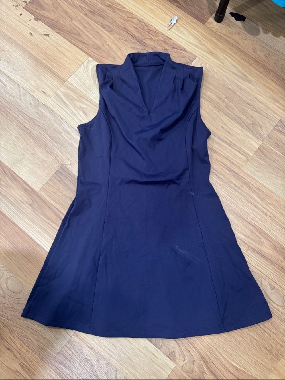 Sleeveless Navy High Neck Active Dress